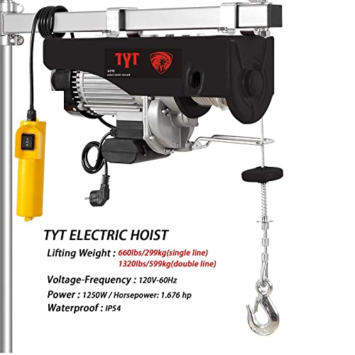 TYT 1320 kg Lift Elektromos Emelő, 110V Elektromos Csörlő Távirányítóval villamosenergia-Rendszer, illetve a Cink Bevonatú
