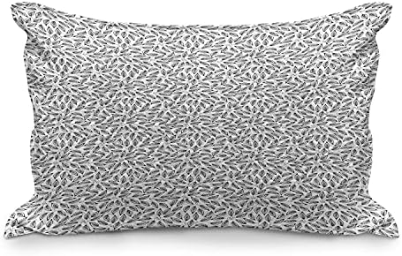 Ambesonne Levél Steppelt Pillowcover, Folyamatos Díszes Egyszerű Őszi Lomb Elemek Kert Művészeti Téma, Standard King Size