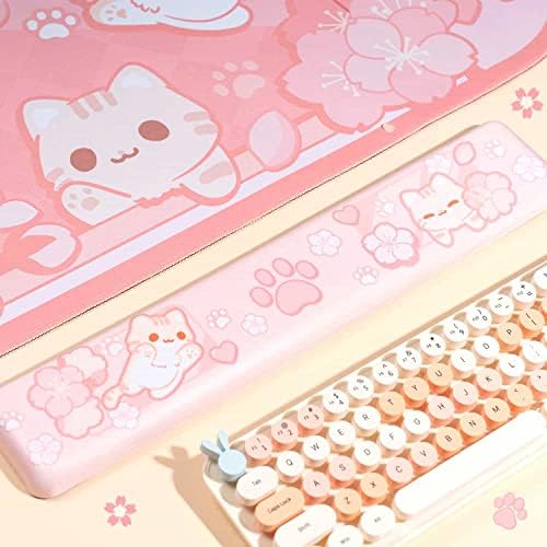 BelugaDesign Sakura Macska Asztal Pad | NS Kapcsoló Billentyűzet, Laptop Játék Mat Nagy Mat Mousepad | Pasztell Rózsaszín