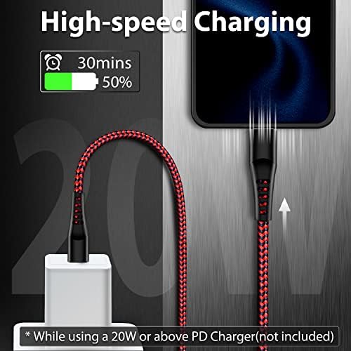 cugunu USB-C-Lightning Kábel 3 Csomag 6FT iPhone Töltő Apple Mpi Hitelesített Tápellátás Gyors Töltés Kábel Kompatibilis