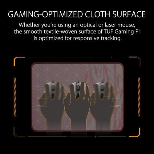 Az ASUS TUF Játék P1 Hordozható Gaming Mouse pad (Nano Bevonattal, Vízálló Felület, Tartós Anti-fray Varrás, valamint Csúszásmentes