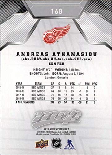 2019-20 Felső szint MVP Ezüst Script 168 Andreas Athanasiou Detroit Red Wings NHL Jégkorong Trading Card