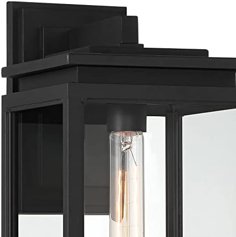 Possini Euro Design Atkins Modern Kültéri Fali Lámpa Lámpatest Matt Fekete 21 1/4 Tiszta Üveg a Post Külső Pajta Fedélzeten