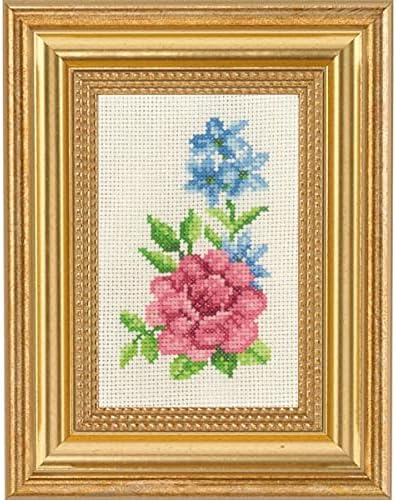 Permin 13-1136 Rose & Kék Virágok Jelezni keresztszemes Készlet 9 x 14 cm