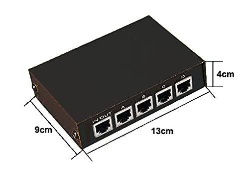 Toptekits 4 Port, Ahogy 8P8C RJ45 Ethernet Hálózati Kézi ABCD Megosztás Kapcsoló Doboz,4 Port Hálózati Elosztó Kapcsoló Választó