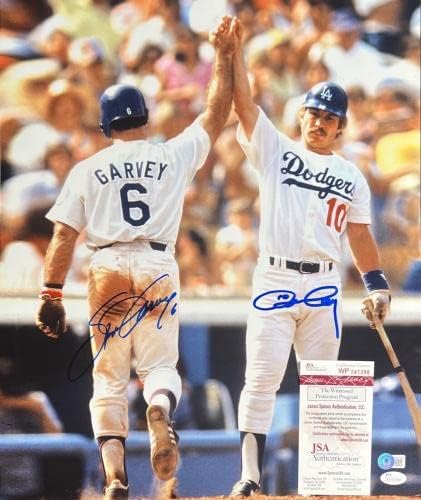 Ron Cey, Steve Garvey, LA Dodgers Pályán Aláírt 16x20 Fotó SZÖVETSÉG 1398 & BAS 3895 - Dedikált MLB Fotók