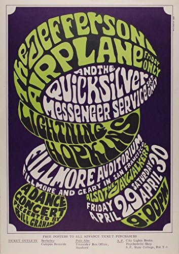 Jefferson Airplane 1966 Koncert Plakát, Fillmore AuditoriumMint Feltétel (BG-04)