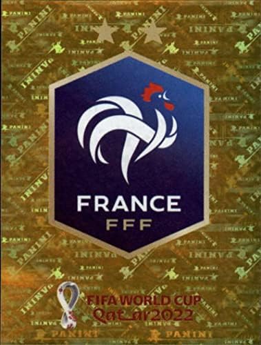 2022 Panini Világ Kupa, Katar Matrica FRA2 Csapat Logó FÓLIA D-Csoport Franciaország Mini Matrica Trading Card