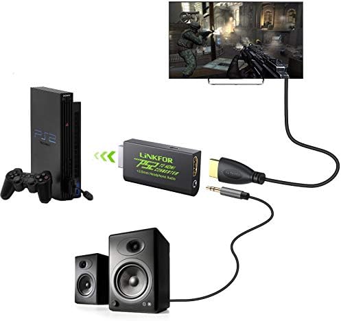 LiNKFOR PS2-HDMI Átalakító 3ft HDMI Kábel Sony Playstation 2 PS2-HDMI Adaptert, 3,5 mm-es Fejhallgató-Audio Jack a HDTV HDMI