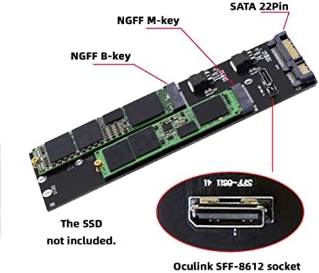CY M. 2 SATA ＆ SFF-8611 Adapter,NVME PCIe SSD Oculink SFF-8612 SFF-8611 ＆ NGFF SATA SSD SATA Adapter Alaplapja