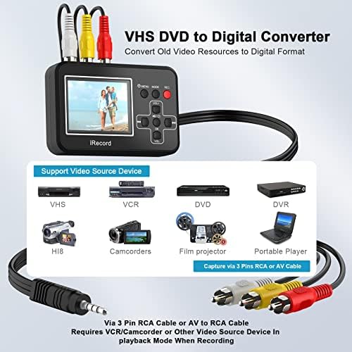 DIGITNOW Videó Digitális Átalakító VHS-Digitális Konverter, hogy Elfog a Videót a VIDEÓ,VHS Kazetták,Hi8,Kamera,DVD,TV Box