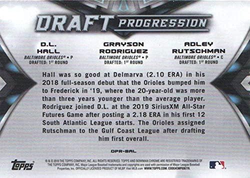 2019 Bowman Tervezet Tervezet Progresszió Trió DPR-BAL Adley Rutschman/Grayson Rodriguez/D. L. Hall RC Kezdő Baltimore Oriol