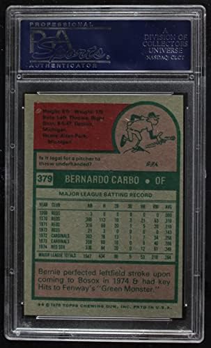 1975 Topps 379 Bernie Carbo Boston Red Sox (Baseball Kártya) PSA a PSA 7.00 Red Sox