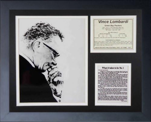 Legendák Soha nem hal meg Vince Lombardi Creed Bekeretezett Fotó Kollázs, 11x14-Es,Fekete