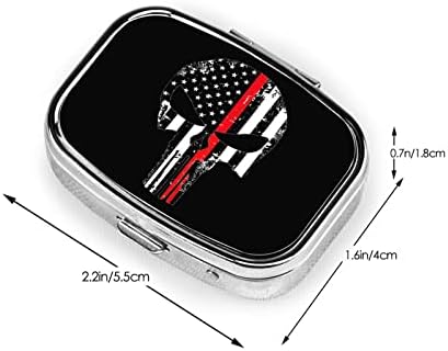 Koponya USA Zászló Tűzoltó Tér Mini Tabletta Doboz Gyógyszert Fém Szervező Utazási Barátságos Hordozható Tabletta Esetében