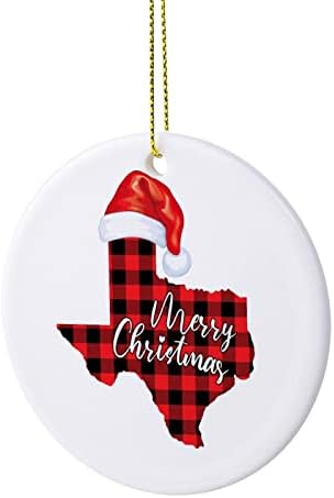 Cheyan Texas Karácsonyi Dísz, karácsonyfa Dísz, Karácsonyi lakberendezés Kétoldalas Kerámia Dísz Xmas Lógó Dísz Barátok,