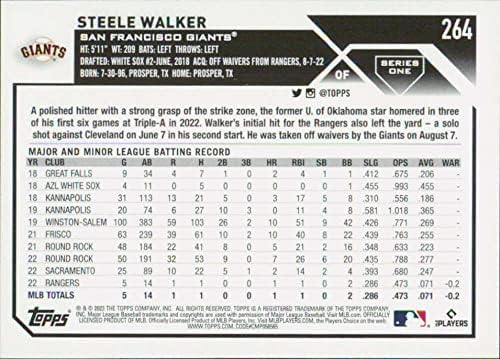 STEELE WALKER RC 2023 Topps 264 ÚJONC NM+-MT+ MLB Baseball Óriások