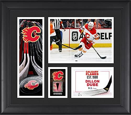 Dillon Dube Calgary Flames Keretes 15 x 17 Játékos Kollázs egy Darab Játék-Puck - NHL Játékos Plakkok, valamint Kollázsok