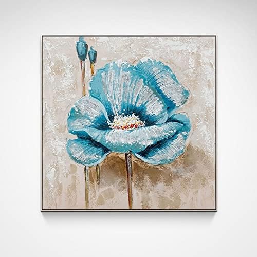 YUANYIRAN Handpainted Modern Abstarct olajfestmény - Kék Víz Lotus Négyzet Mintás Falon Művészeti Vászon Festmények Nagy