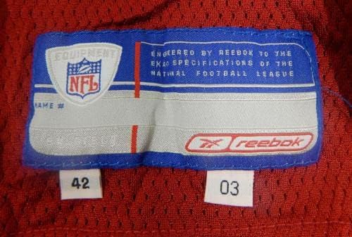 2003-ban a San Francisco 49ers Mike Rumph 24 Játék Kiadott Piros Mez 42 DP32696 - Aláíratlan NFL Játék Használt Mezek