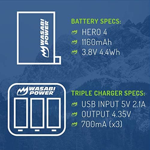Wasabi Hatalom 4k hd felbontás mellett Akkumulátor (x2), valamint USB-Tripla Töltő GoPro AHDBT-401, Hős 4