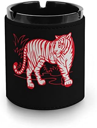 Vörös Tigris Vicces PU Bőr Hamutartó Cigaretta, Szivar hamutartó tartó Home Office Autó Dekoráció