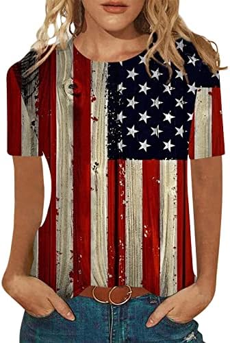 Július 4-én a Nők Amerikai Zászló Pólók Felsők Alkalmi Csillag Csík Nyomtatási Szabadság Hazafias Póló Grafikus Retro Póló