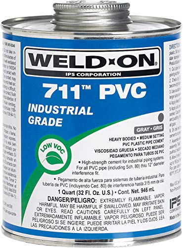 Weld-A 10119 711 Ipari Minőségű PVC Nehéz Testű Nagy Szilárdságú Oldószer Cement - Közepes-Beállítás Alacsony VOC, Szürke,