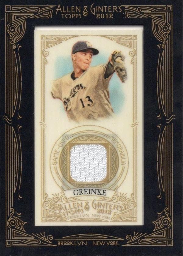 Zack Greinke játékos kopott jersey-i javítás baseball kártya (Milwaukee Brewers) 2012 Topps Allen & Ginter AGRZG - MLB Meccset