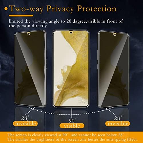 Nixinioo [2 Csomag] 2 Csomag Adatvédelmi képernyővédő fólia Samsung Galaxy S22 5G ，9H Keménység, karcálló, Buborék Szabad，Anti-Spy