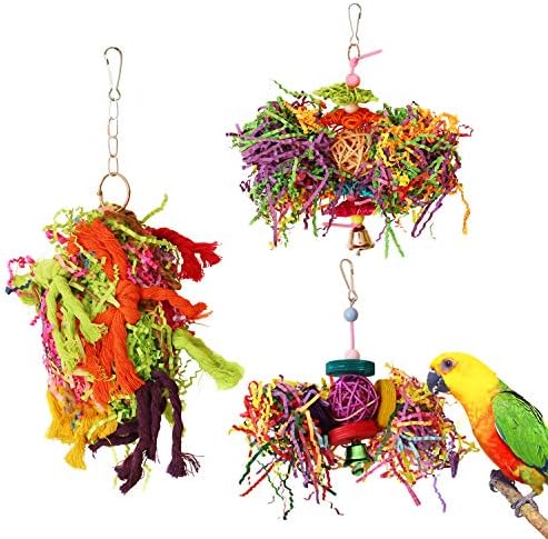 BWOGUE Madár Rágás Játékok Papagáj Ketrec Zúzó Játék Táplálkozás Lógó Játék Kakadu Conure Afrikai Szürke (3 Csomag)