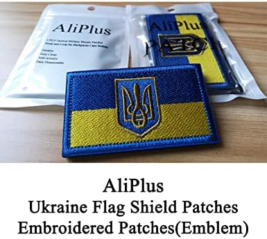 2 DB AliPlus Ukrán Zászló Foltok Ukrán-Pajzs Foltok Hímzett Javítás Morál Javítás Applied Kötőelem tépőzáras(Jelkép)