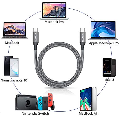 AkoaDa USB-C-USB-C 100W-Kábel(2 Pack 15ft),USB C Fonott Gyors Töltő Kábel Kompatibilis A MacBook Pro2020/2019/a 2018-as,iPad