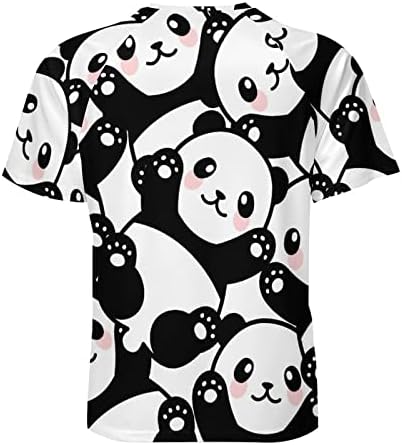 Vicces Panda Arcát Hawaii Férfi Sleeve T-Shirt Izom Slim Ellátott Pólót a Gomb Felső Rövid Ujjú