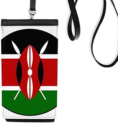 Kenyai Afrikai Nemzeti Jelkép Phone Wallet Pénztárca Lóg Mobil Tok Fekete Zseb