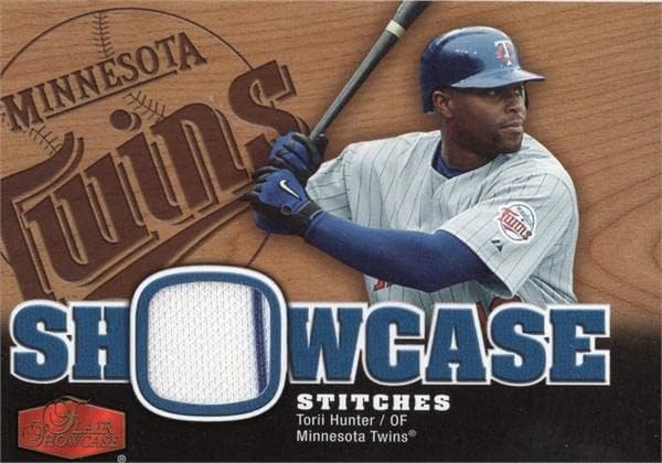 Torii Hunter játékos kopott jersey-i javítás baseball kártya (Minnesota Twins) 2006 Fleer Hangulattal Bemutató SSTO - MLB