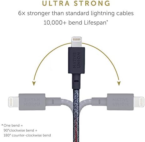Natív Unió Kulcs Kábel - Ultra-Erős Megerősített [Mpi Hitelesített] Tartós Lightning-USB-EGY Nagy Sebességű Töltés Kábel