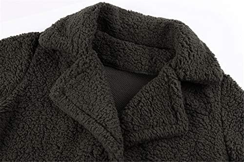 Andongnywell Női Hosszú Ujjú Alkalmi Hajtóka Gyapjú Fuzzy Ál Shearling Meleg Téli Kabát Granulált Gyapjú Kabát