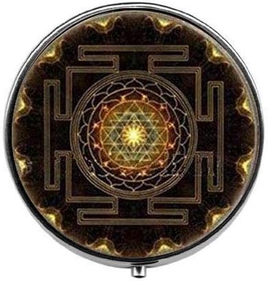 Sri Yantra - Szent Geometria Tabletta Doboz Varázsa Tabletta Doboz - Üveg Candy Doboz