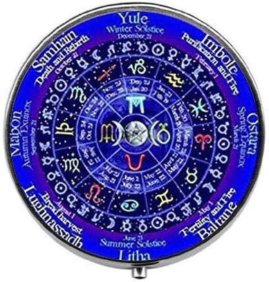 A Zodiákus, A Wicca - Pentagram Boszorkány Tabletta Doboz Varázsa Tabletta Doboz - Üveg Candy Doboz
