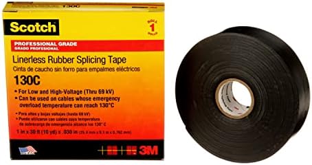 Skót Linerless Gumi Splicing Szalag (130C): 4. x 30 ft. (Fekete)