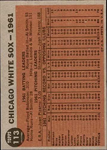 1962 Topps 113 NRM White Sox Csapat a Chicago White Sox (Baseball Kártya) (Normál Árnyalat) NM White Sox