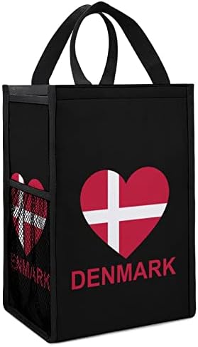 A szerelem Dánia Nyomtatott Ebéd Bag Összecsukható Szivárgásmentes, Szigetelt Táska Zsebében Újrafelhasználható Hűtő Doboz