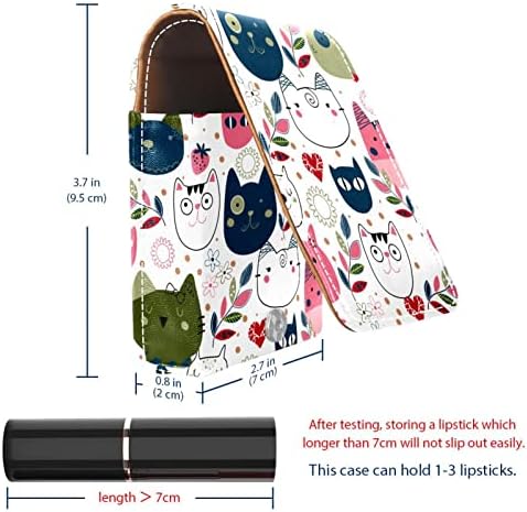Színes Macskák Minta Rúzs Tok Tükör Rúzs tartó Táska Mini Kozmetikai Táska