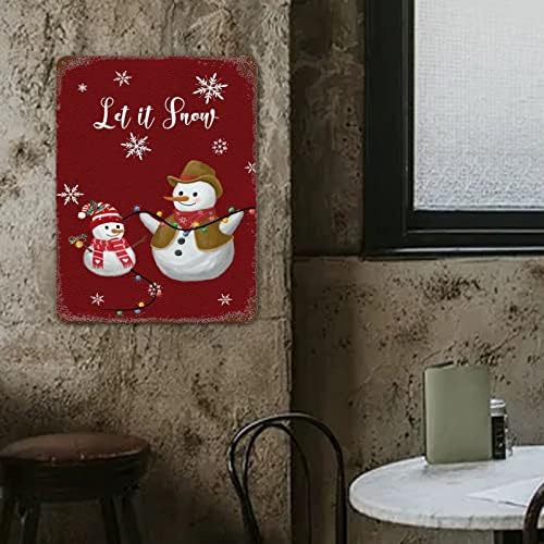 Retro Karácsonyi Adóazonosító Jele, Hóember, valamint Madár Fém Jelek Let It Snow Hópehely Vörös Falon Emléktábla Vintage