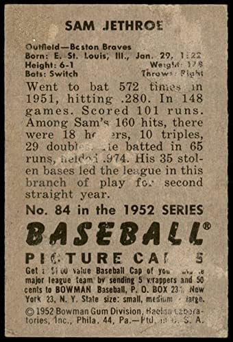 1952 Bowman 84 Sam Jethroe Boston Braves (Baseball Kártya) SZEGÉNY Bátrabbak