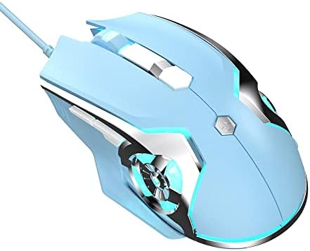 NACODEX AJ120 Kék Gaming Mouse 6 Programozható Gombok, 4 Állítható DPI 8000 Ablak PC Gamer Galvanizáló Szárnyak Design