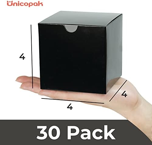 UnicoPak 30 Pack 4x4x4 Fekete Ajándék Doboz, Fényes Fekete Dobozok Szívességet Dobozok, a Kis Ajándék Dobozok Szülinapi Buli,