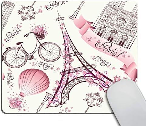 Smooffly Szerelem Rózsaszín Párizs Régi Virágos Eiffel-Egér Pad, Vintage Párizs Romantikus Virágos Kerékpár festését a Nyomtatás