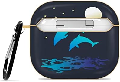 Ocean Bay Delfin Kompatibilis AirPods 3 burkolata, Aranyos Aranyozott Air Pod 3. Generációs Esetben a Kulcstartó Védő Nehéz